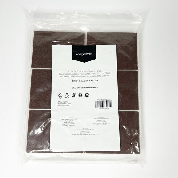 Amazon Basics New In Package Square Felt for Furniture Brown 24 Piece 3” x 4” - Picture 2 of 3